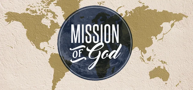 A picture of the word mission of god on a map.