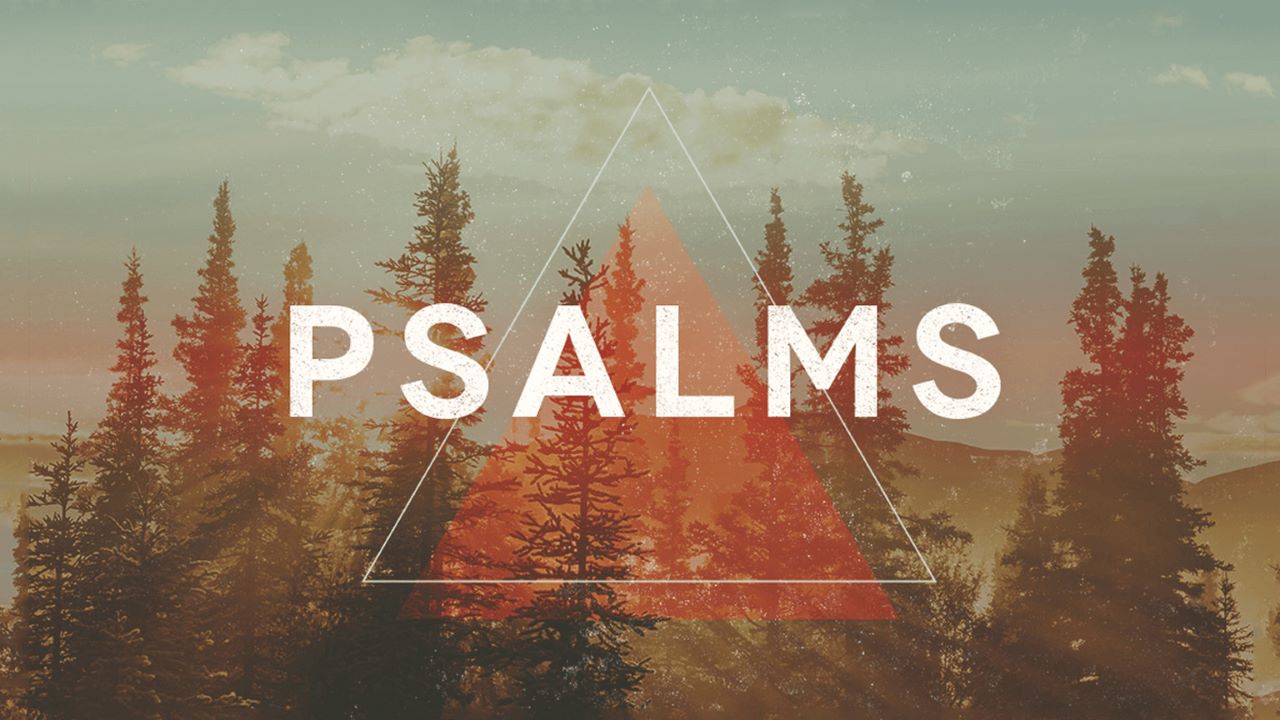 A picture of trees with the word psalms in front.