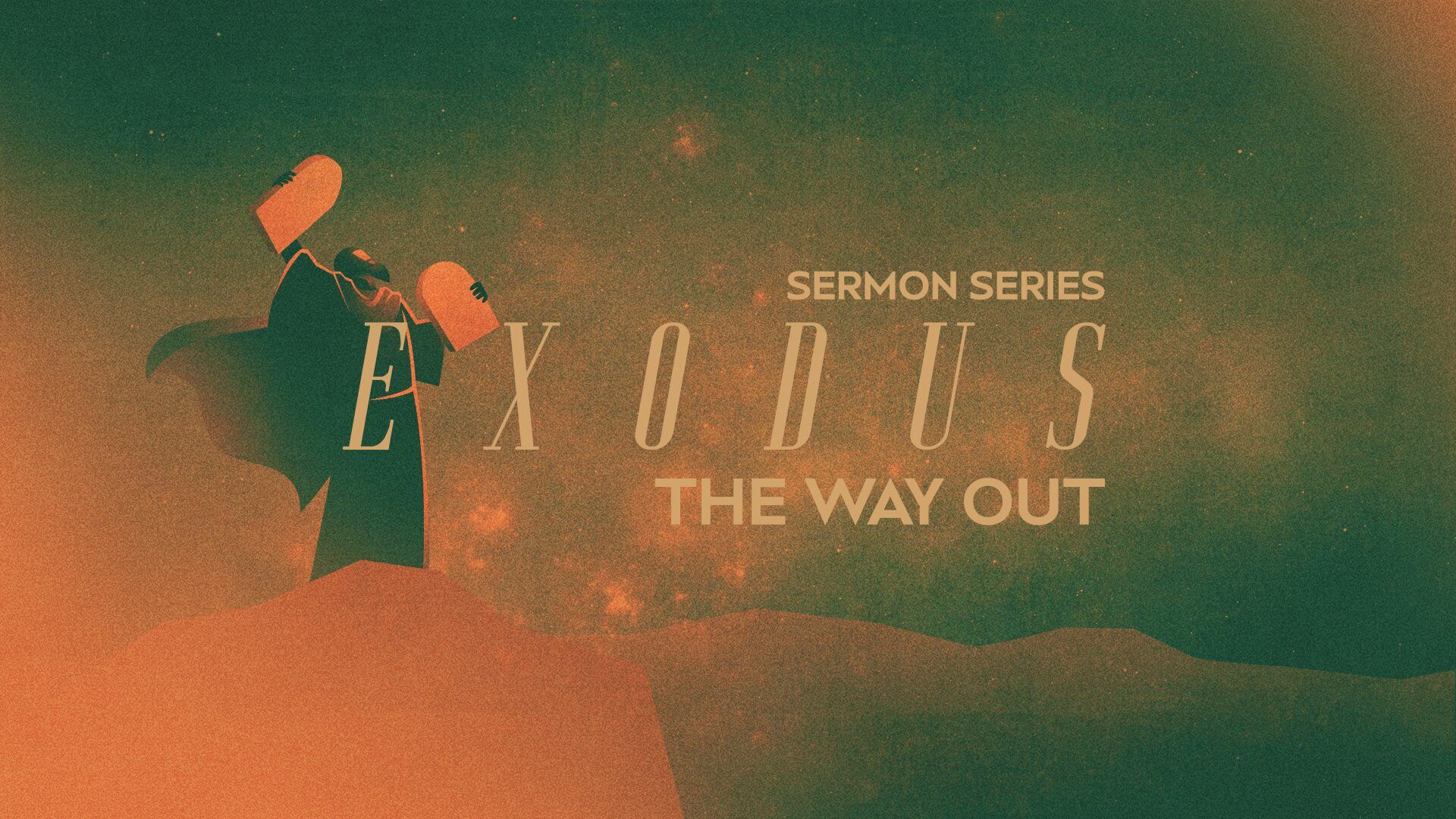 Exodus sermon series graphic with tablets.