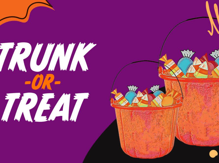 Trunk or Treat buckets filled with candy.