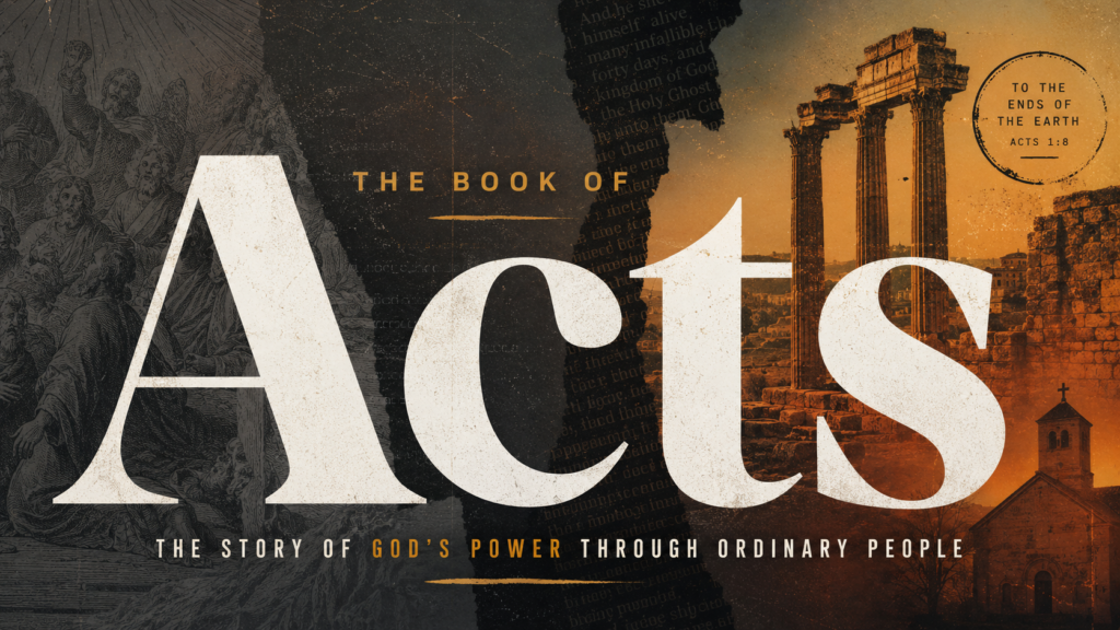 The Book of Acts cover with ancient ruins