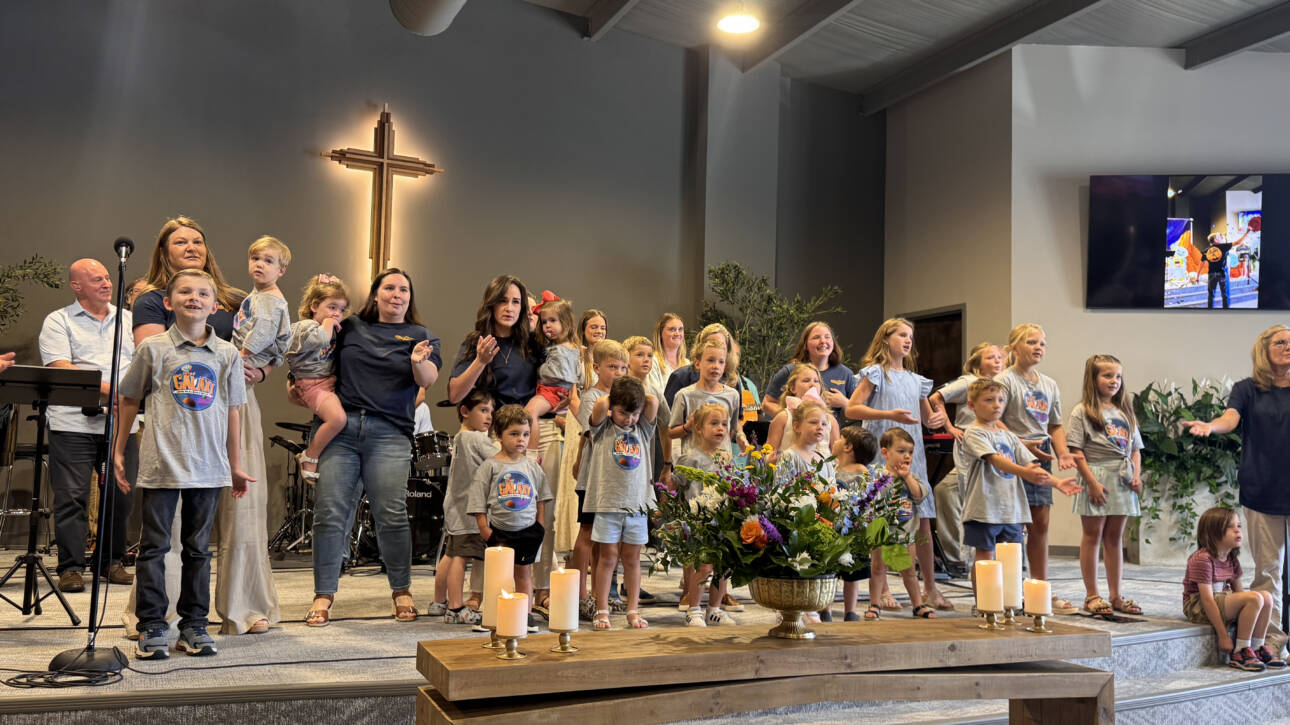 Children church choir performing on stage