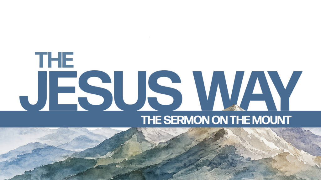 "Graphic featuring mountains and sermon title."
